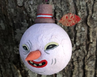 Merry Snowman Spun Cotton Ornament