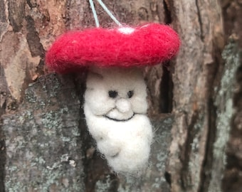 Mushroom  Ornament OOAK Needle Felted