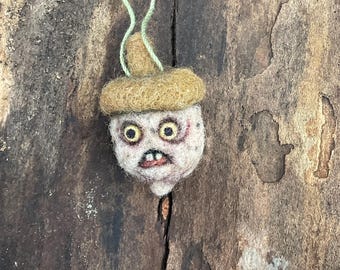 Acorn Men Ornament OOAK Needle Felted