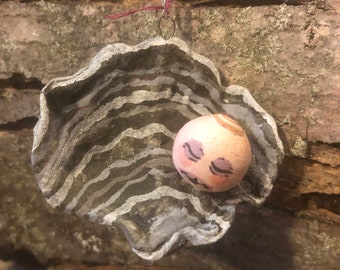 Oyster Baby Spun Cotton Ornament OOAK