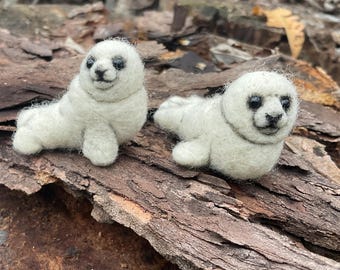 Baby Seal Ornament or Animal Needle Felted