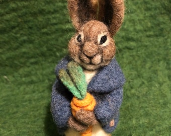 Peter Rabbit ornament or sculpture felted