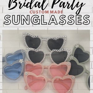 Custom Heart Sunglasses: Bridal Party Pearl & Rhinestone Sunglasses