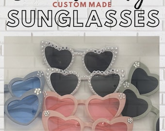 Custom Heart Sunglasses: Bridal Party Pearl & Rhinestone Sunglasses
