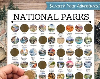 Custom National Park Scratch-Off Poster: Watercolor Travel Checklist (8x10)
