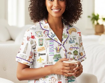 Mardi Gras Carnival Pajamas Set, Mardi Gras Pajama For Women Men, New Orleans Cruise Holiday Pajamas, Pajama shorts for her for kids