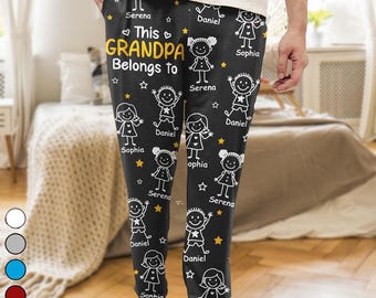 Denna morfar pappa tillhör pyjamasbyxor, , Anpassade hundnamn pyjamasbyxor, Julklappar till mormor, PAPPA pappa tillhör