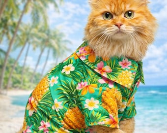 Hawaiian Shirt for Dogs Cats, Tropical Pet Hawaiian Shirt, Blue Floral Aloha Pet Outfit, Summer Dog Cat Clothes, Beach Vacation Pet Apparel