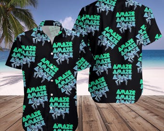 Amaze Rocky Alien Hawaiiaans shirt, grappig rocky-stijl zomershirt, Galaxy-patroon dichtgeknoopt, shirt strandfeestvakantie voor mannen