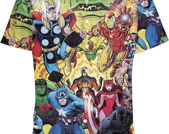 Superheld Hawaiiaans button-down shirt, superheld Hawaii shirt, Hawaiiaans shirt voor mannen, personages Hawaii cadeau, vakantie familie-uitstapje