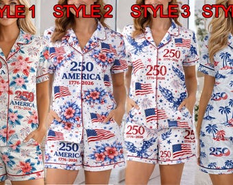 250 Years America 1776 2026 Patriotic Pajama, 250 Years of Freedom USA Pajamas, 4th of July Sleepwear,Summer Lounge,250th Anniversary Pajama