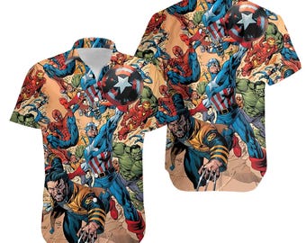 Hawaiiaans shirt superheld voor mannen, Hawaiiaans superheld shirt, Hawaiiaans shirt voor mannen, Hawaiiaans cadeau, vakantie familie-uitje