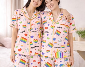 LGBT-pyjamaset, Pride Month LGBT-nachtkleding, LGBT-nachtkleding, LGBT-loungekleding, LGBT Pride-pyjama cadeaus haar, shirt Pride Month, lesbisch shirt
