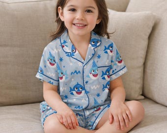 Baby Shark Family Pajamas, Mom and Daughter Matching Pajama Set, Cute Kids Sleepwear, Mommy and Me Nightwear Gift