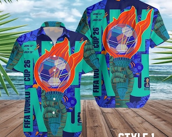 FIFA World Cup 2026 Hawaiian Shirt, Soccer Fan Shirt, Tropical Football Shirt, Summer Beach Shirt, Gift for Men Women