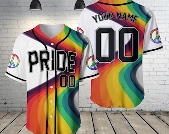 Pride Rainbow Baseball Jersey Custom Name Number, LGBT Pride Shirt, Personalized Team Jersey, Unisex Pride Apparel Gift