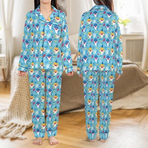 Baby Shark familjepyjamas, matchande pyjamasset för mamma och dotter, söta barnsömnar, mamma och jag nattkläder present bild 3
