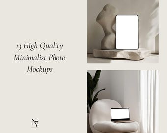 Maquetas de iPhone, Maquetas de Apple, Colección de maquetas minimalistas y elegantes, Paquete de maquetas de teléfono, computadora portátil y tableta, 13 maquetas, Acceso instantáneo