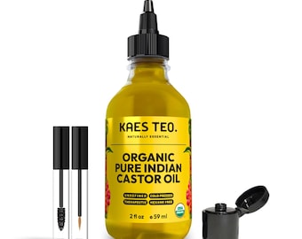 Biologische pure Indiase ricinusolie voor haargroei, huidverzorging, nagelverzorging, dikkere wenkbrauwen en wimpers, ricinusolieverpakkingen, USDA biologisch gecertificeerd