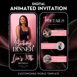 Digital Birthday Dinner Invitation, Birthday Dinner, Digital Birthday Invitation, Birthday Party Invitation, Birthday Invite Template