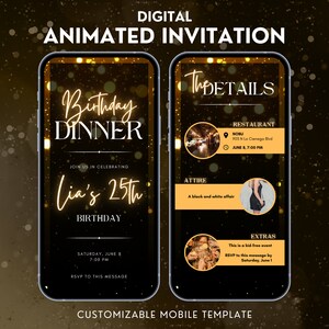 Digital Birthday Dinner Invitation, Birthday Dinner, Digital Birthday Invitation, Birthday Party Invitation, Birthday Invite Template