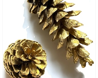 Metallic Gold Pine Cones - Hand-Painted Appalachian Decor, Set of 20
