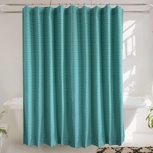 Rideau de douche imperméable à motif circulaire bleu, rideau suspendu décoratif pour salle de bain avec crochets, taille personnalisée