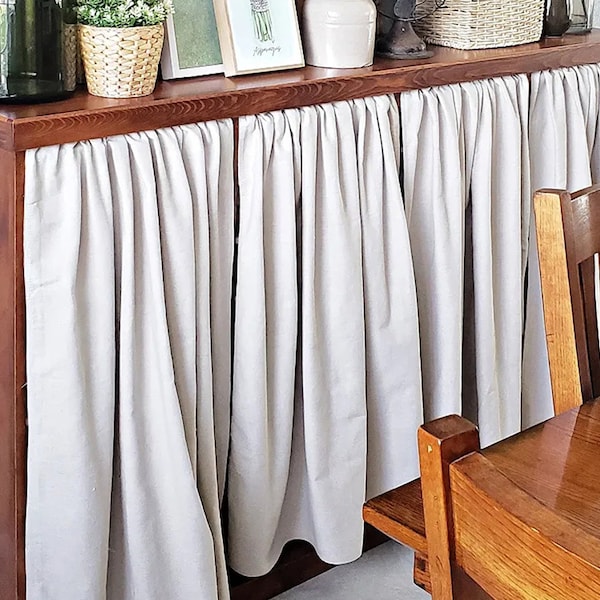 Custom Short Curtains,White Linen Cafe Curtain,Rod Pocket Curtain,French Cafe Style Curtain,Pleated Bathroom Curtains,Window Treatments