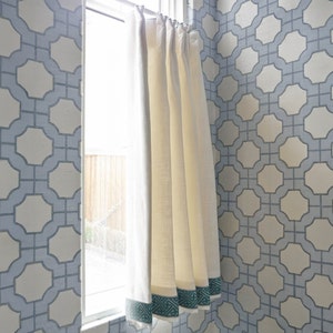 White Linen Cafe Curtain with Beautiful Trims,Custom Short Curtains,French Cafe Style Curtain,Pleated Bathroom Curtains,Window Treatments