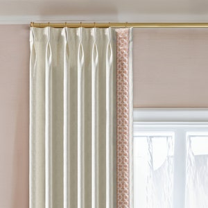 White Linen Curtains with Trim, Custom Linen Curtain Panels,Pleated Linen Curtains, Natural Linen Curtains, Living Room Decor