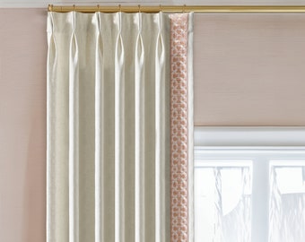 Cortinas de lino blanco con ribete, paneles de lino personalizados, cortinas de lino plisadas, cortinas de lino natural, decoración para sala de estar.