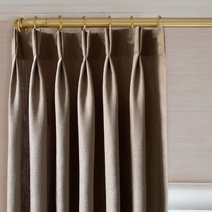 Premium Linen Curtains,Brown Cotton Linen Curtain Panels,Luxury Solid Linen Curtain,Contemporary Pinch Pleated Drapes in Custom Sizes