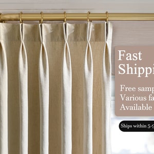 Beige Cotton Linen Curtains,Premium Cotton Linen Curtains,Pinch Pleated Drapes,Drapery Panels,Handmade Curtain