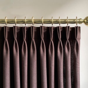 Soft Pleated Brown Cotton Linen Curtains,Luxury Solid Linen Curtain,Custom Size Drapery Panels,Simple Natural Linen Curtain,Bedroom Decor