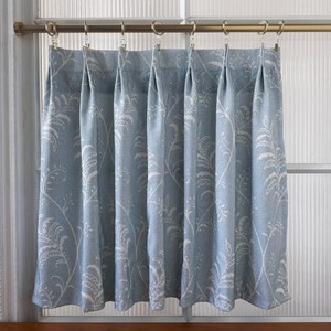 Light Blue Linen Double Pleated Cafe Curtains,Custom Short Curtains,Kitchen Curtains, Bathroom Curtains,Window Treatments, Farmhouse Style