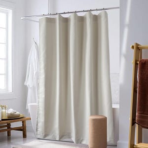 Beige Waterproof Shower Curtain, Home Bathroom Decorative Hanging Curtain with Hooks, Custom Sizes Available.