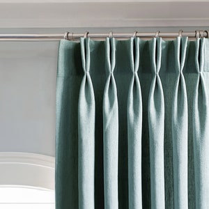 Soft Pleated Sky Blue Cotton Linen Curtains,Luxury Solid Linen Curtain,Custom Size Drapery Panels,Simple Natural Linen Curtain,Home Decor