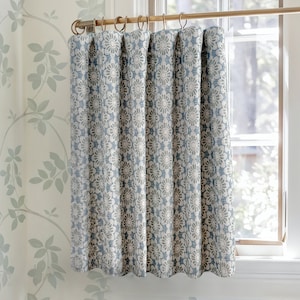 Rideaux café à fleurs style campagnard,Rideaux courts bleus dimensions personnalisées,Rideaux de cuisine,Rideaux de salle de bain,Rideaux floraux pour la maison