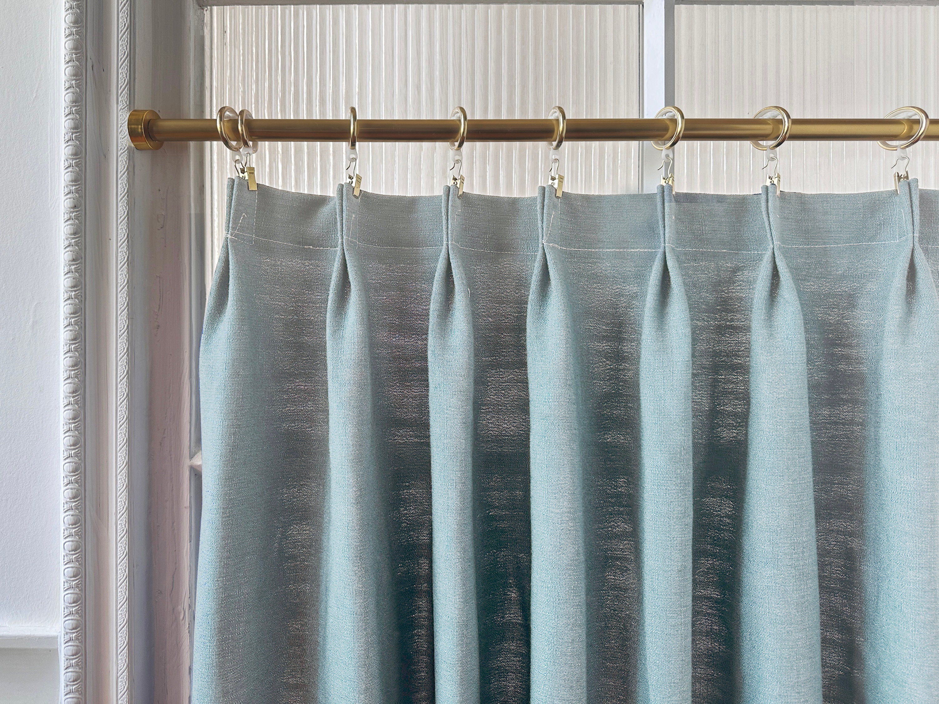 Light Blue Cafe Curtain With Navy Trim,custom Short Curtains, French