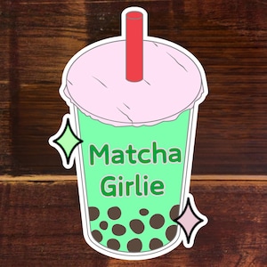 Matcha Girlie Sticker – Aesthetic Vinyl Decal for Matcha Lovers – Cute green tea stickers for laptops, bottles&diaries