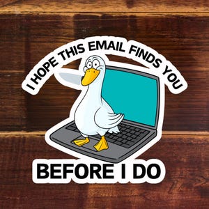 Funny Goose Sticker &quot;I hope this email finds you before I do&quot; funny decal - Cool trendy mood vinyl -  Mental health sticker