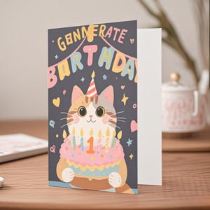 Cat Birthday Cards - Funny Cat Lover Cards for Him or Her | Cute cat illustrations, unique cat themed gifts, personalized birthday wishes