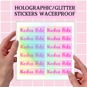 Custom Name Stickers Holographic Waterproof School Labels - Custom Stickers for Clothes, Bottles, Lunchboxes - Back to School Gift for Kids
