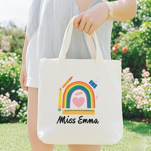 Teacher Tote Bag - Personalized Teacher Canvas Tote -Customizable Teacher Gift Bag - School Tote Bag - Teacher Appreciation Gift