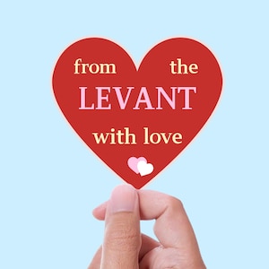 From the Levant With Love Sticker Palestine Syria Lebanon Jordan Vinyl Heart Sticker - Arab Aesthetic - Laptop Sticker
