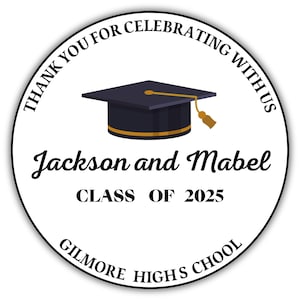 Graduation Party Favor Labels - Graduation Party Favor Stickers - Custom Graduation Party Favor Labels - Class of 2025