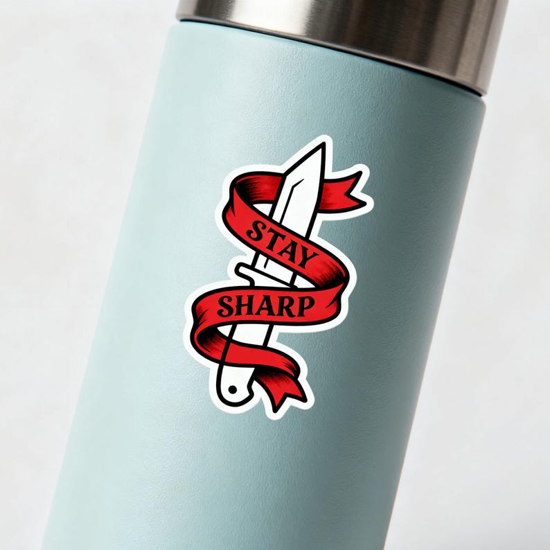 Stay Sharp Sticker – Tattoo Style Knife Vinyl Sticker - Etsy