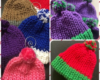 Knit Mini Hat Ornament - choose your colors