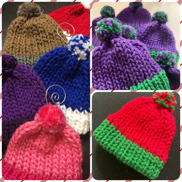 Knit Mini Hat Ornament - choose your colors