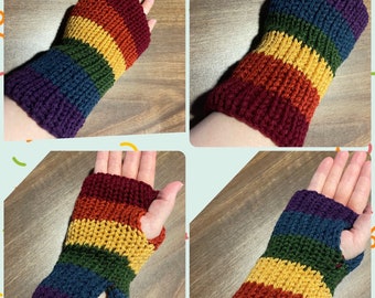 Rainbow Arm Warmers - Reversible Colors